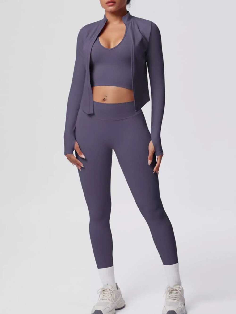 Women’s 3-Piece Seamless Activewear Set Tank Jacket Leggings